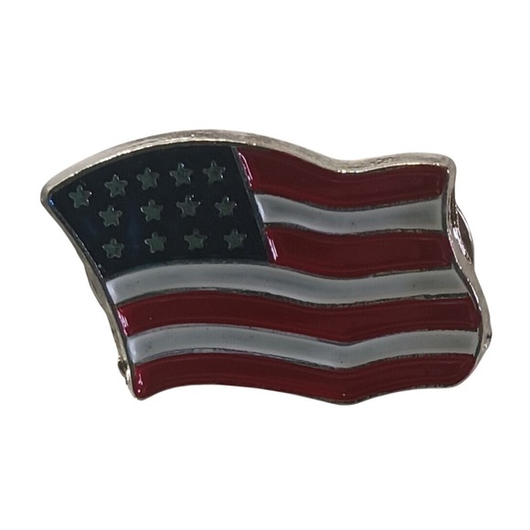 American Flag Lapel Hat‎ Pin 1" Patriotic USA Waving Enamel Metal Brooch - Picture 1 of 2
